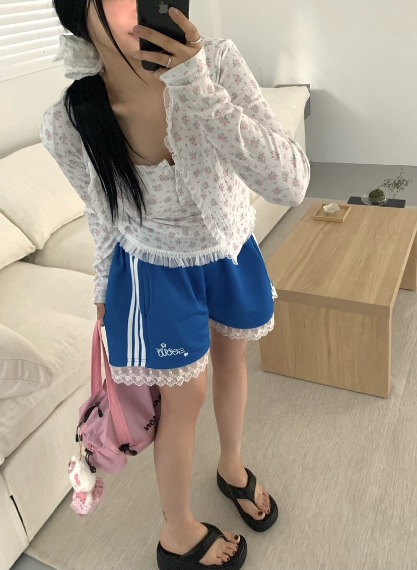 SEOLO直郵韓國代購㊣女裝新品人氣時尚休閑推薦25春夏短褲刺繡Seolo seoul短褲
