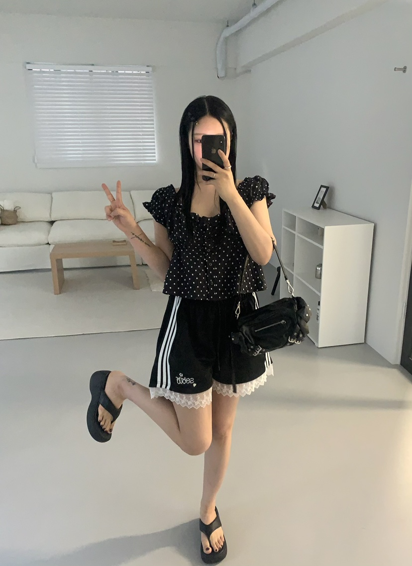 SEOLO直郵韓國代購㊣女裝新品人氣時尚休閑推薦25春夏短褲刺繡Seolo seoul短褲