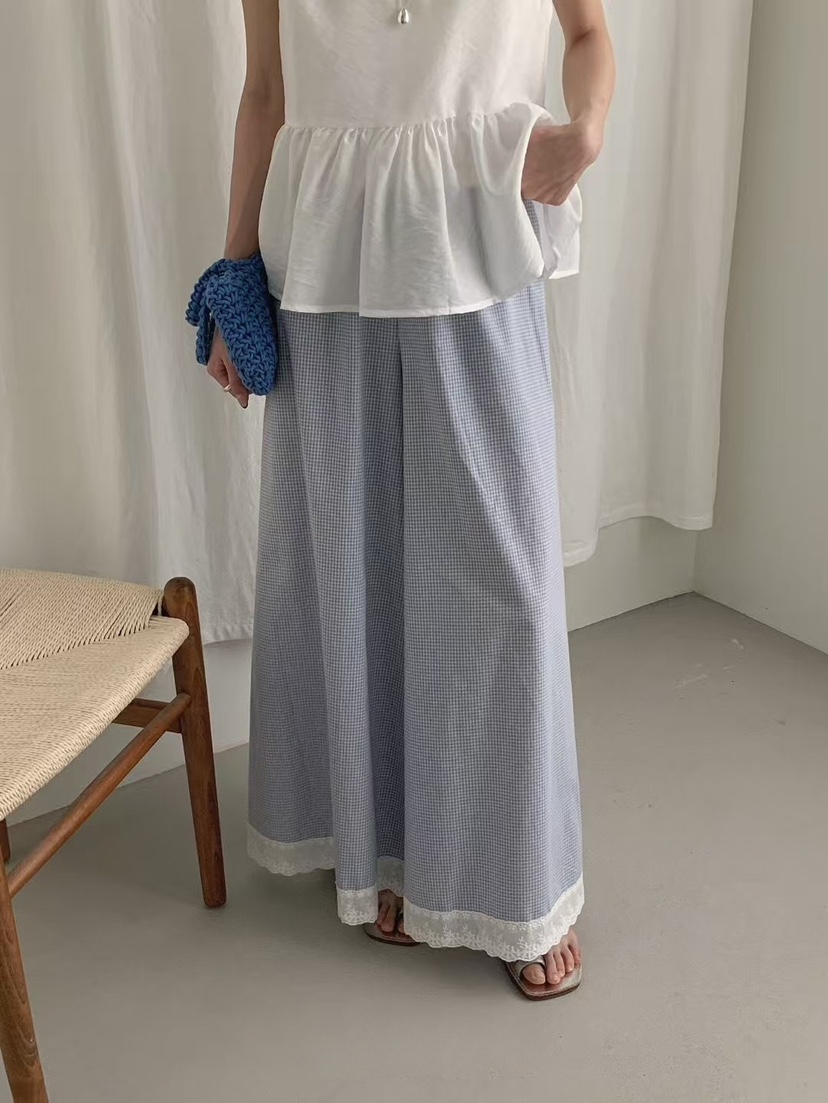 OLA直郵韓國代購㊣女裝新品時尚熱賣推薦休閑25春夏休閑褲蕾絲mellor/OLA休閑褲