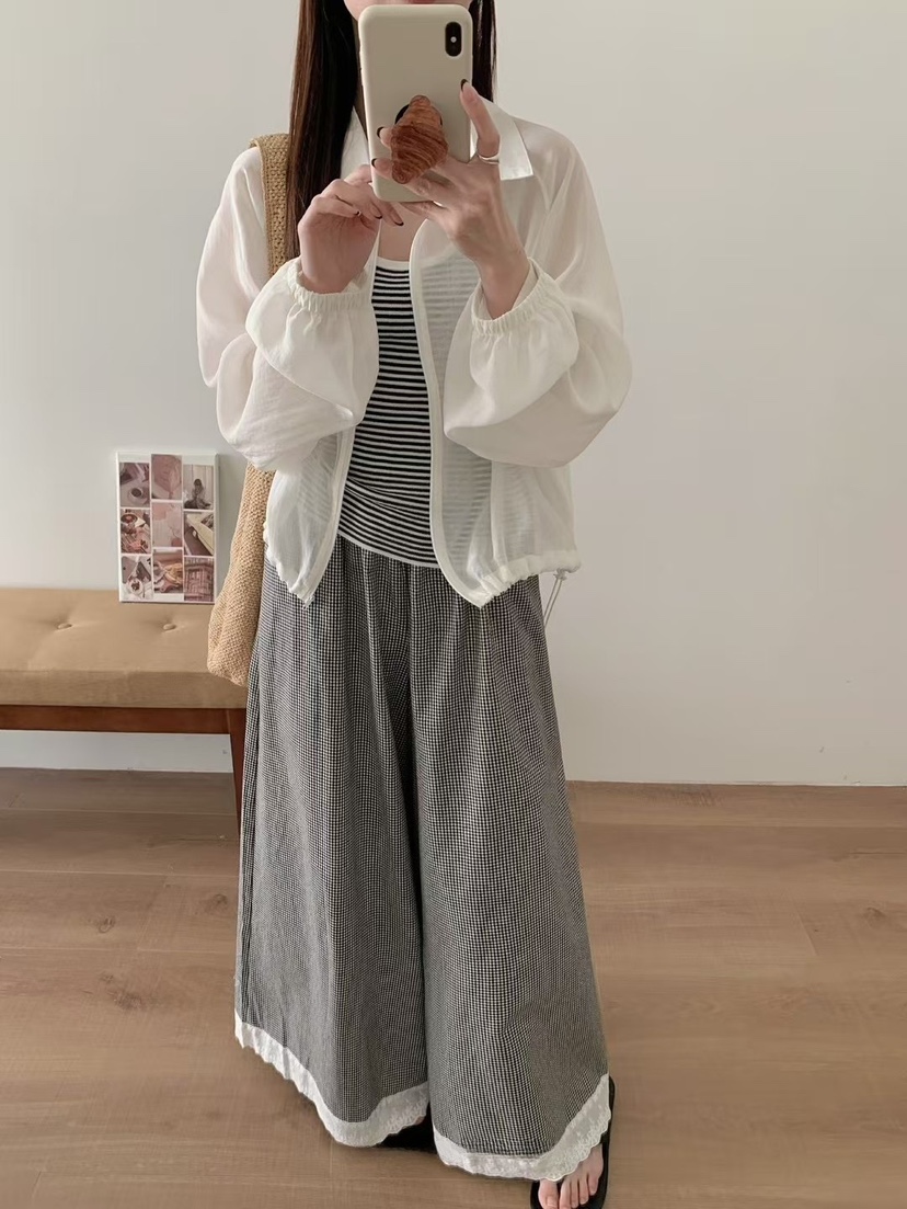 OLA直郵韓國代購㊣女裝新品時尚熱賣推薦休閑25春夏休閑褲蕾絲mellor/OLA休閑褲