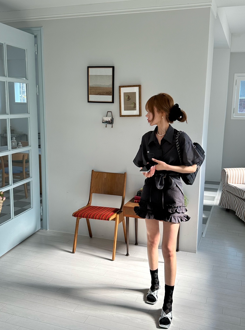 ZEROZERO韓國㊣直郵東大門代購女裝新品時尚短褲荷葉邊亞麻ZEROZERO短褲