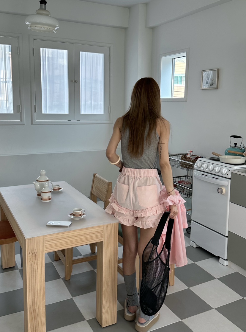 ZEROZERO韓國㊣直郵東大門代購女裝新品時尚短褲荷葉邊亞麻ZEROZERO短褲