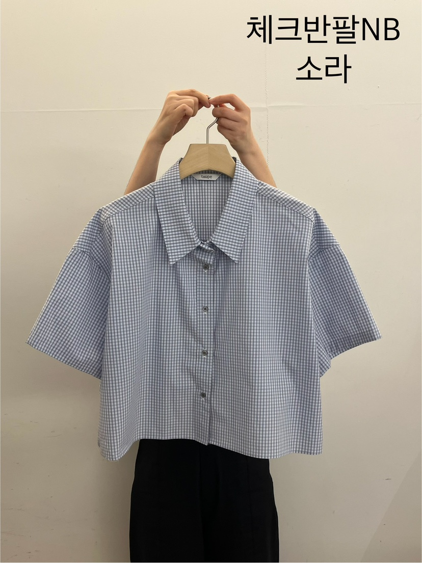 TAUPE韓國直郵㊣東大門實拍女裝新款時尚25春夏襯衫蕾絲衫格紋TAUPE襯衫/蕾絲衫圖色2