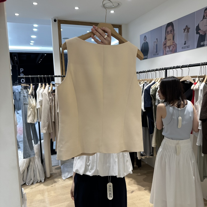 OVERTAKE韓國直郵㊣女裝新品休閑推薦人氣25春夏熱賣馬甲亞麻OVERTAKE馬甲