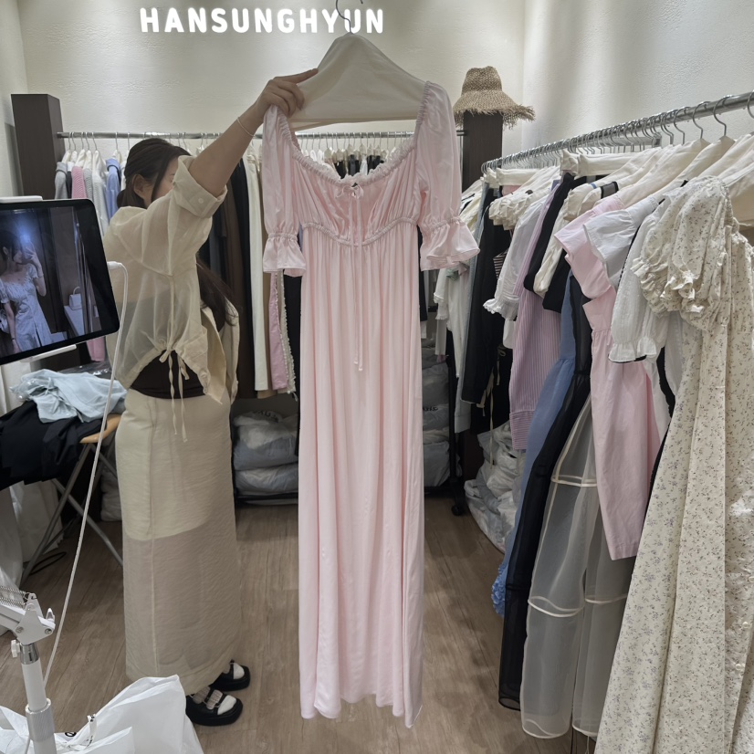 HANSUNGHYUN韓國㊣直郵東大門代購女裝新品時尚連衣裙奶油色HANSUNGHYUN連衣裙圖色2