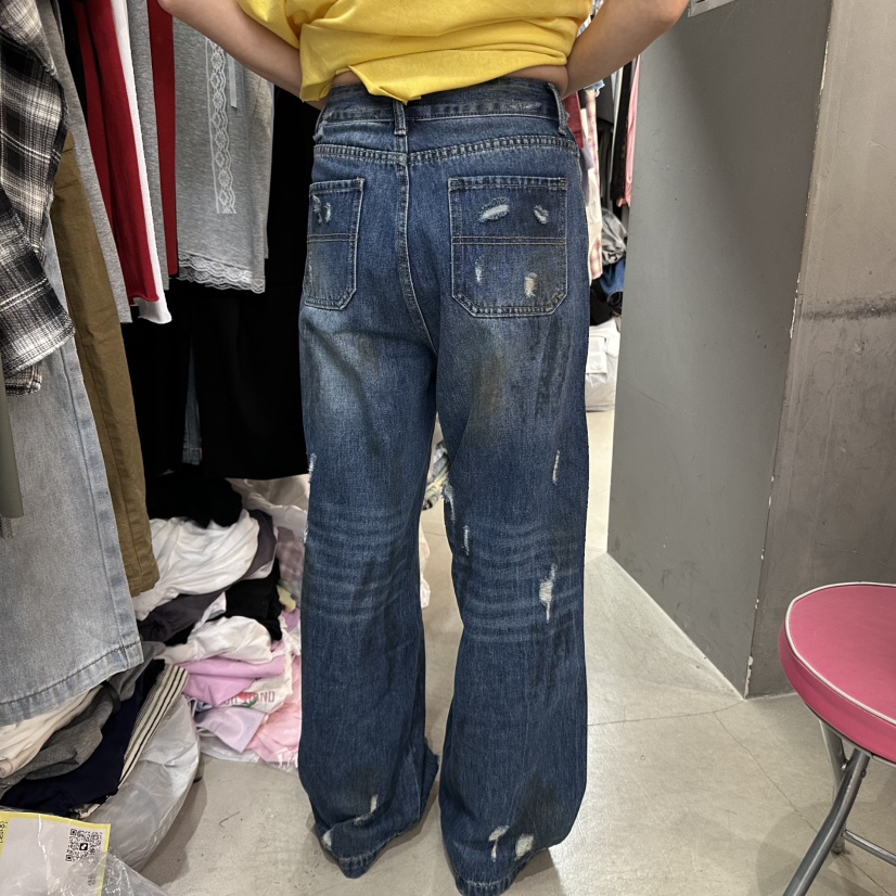 MOMAZU韓國直郵㊣女裝新品熱賣人氣25春夏休閑推薦牛仔褲破洞MOMAZU牛仔褲