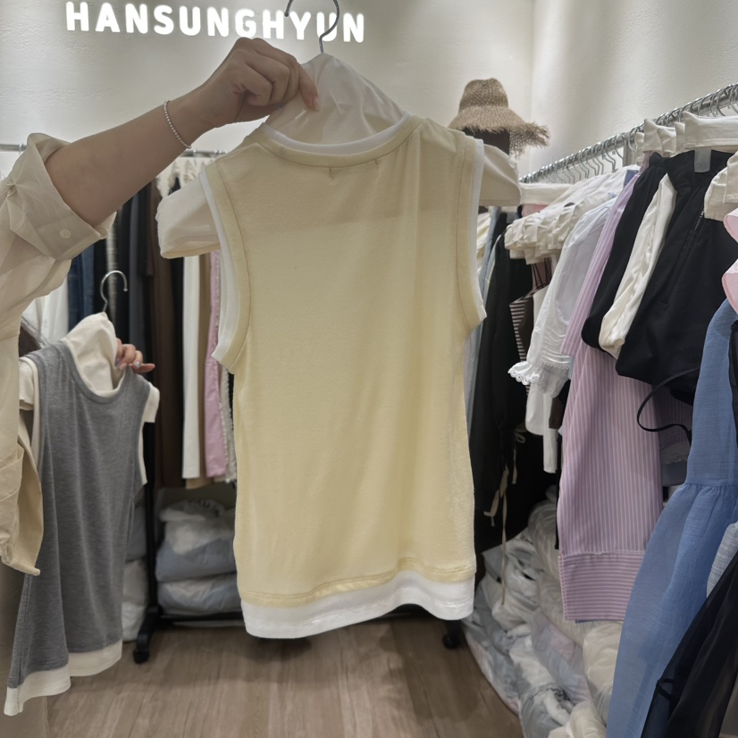 HANSUNGHYUN韓國直郵㊣女裝新款休閑推薦25春夏時尚吊帶背心HANSUNGHYUN吊帶/背心