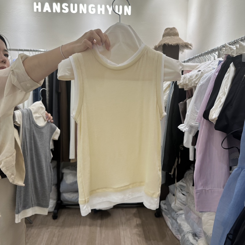 HANSUNGHYUN韓國直郵㊣女裝新款休閑推薦25春夏時尚吊帶背心HANSUNGHYUN吊帶/背心圖色2