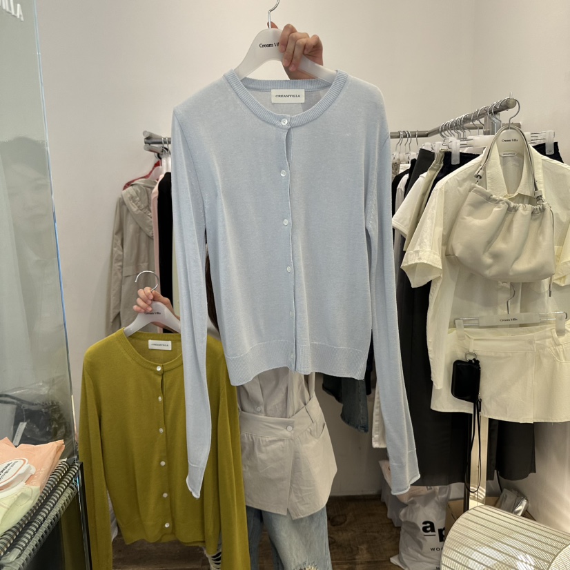 CREAM VILLA（此品牌名稱會遭售假投訴，建議淘寶店鋪商品名稱中不要使用）韓國直郵㊣女裝新款人氣針織衫亞麻開衫CREAMVILLA針織衫圖色5