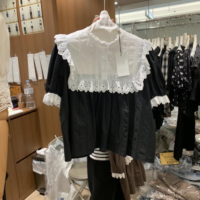 OGI直郵韓國代購㊣女裝新品人氣休閑熱賣時尚推薦襯衫蕾絲衫FLat OGI襯衫/蕾絲衫圖色2