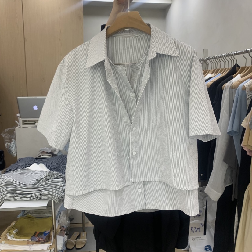 VILLABUTTON韓國直郵㊣女裝新款時尚人氣熱賣休閑襯衫蕾絲衫VILLABUTTON襯衫/蕾絲衫圖色3