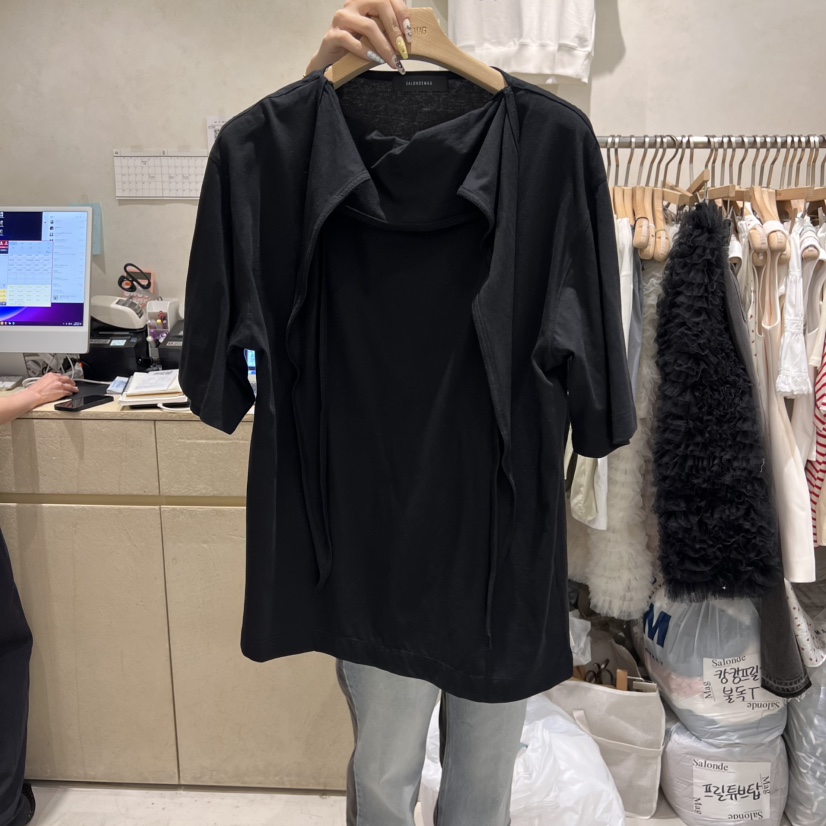 SALONDEMAG直郵韓國代購㊣女裝新品人氣休閑25春夏熱賣推薦T恤SALONDEMAGT恤圖色1