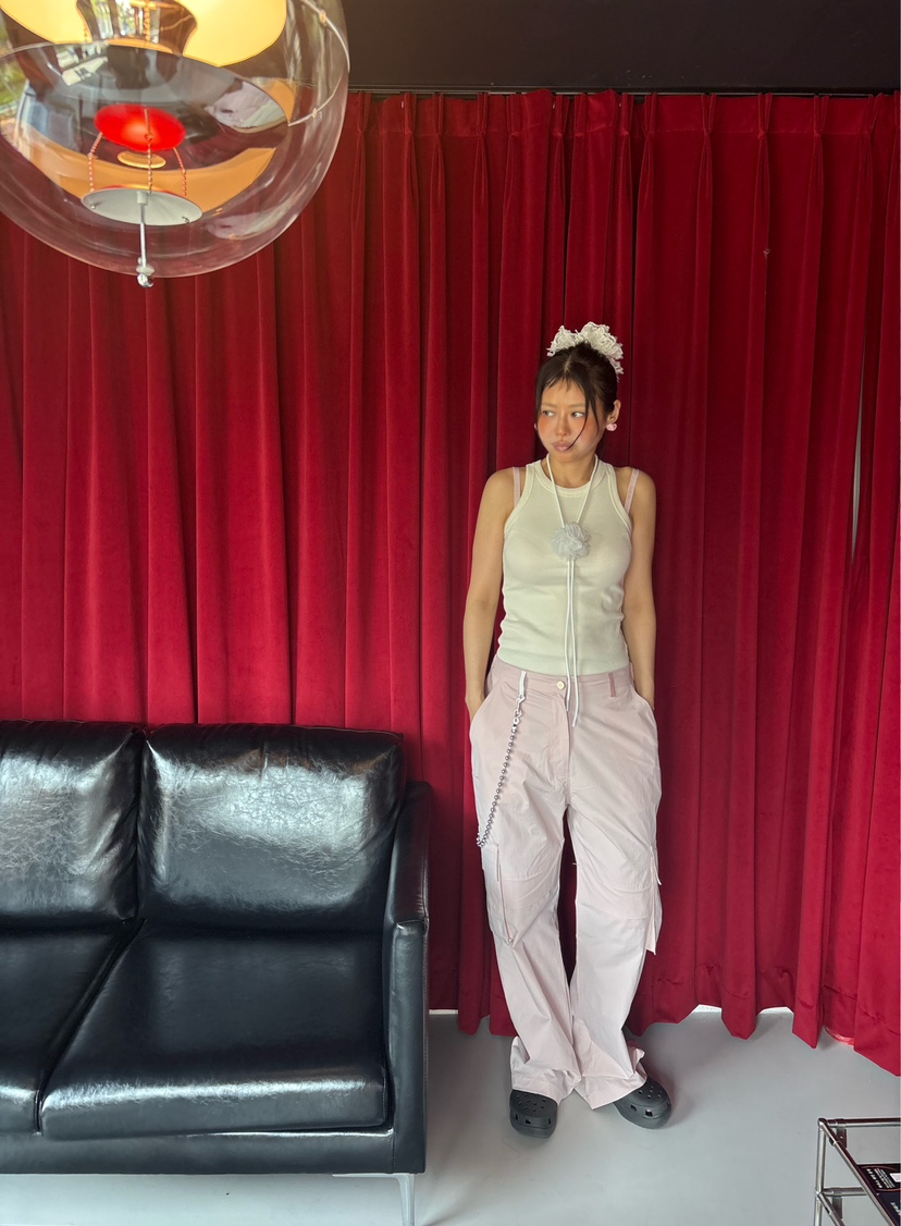 PLATFORM-L東大門實拍女裝新款推薦職業人氣休閑褲工裝褲腰帶PLATFORM休閑褲