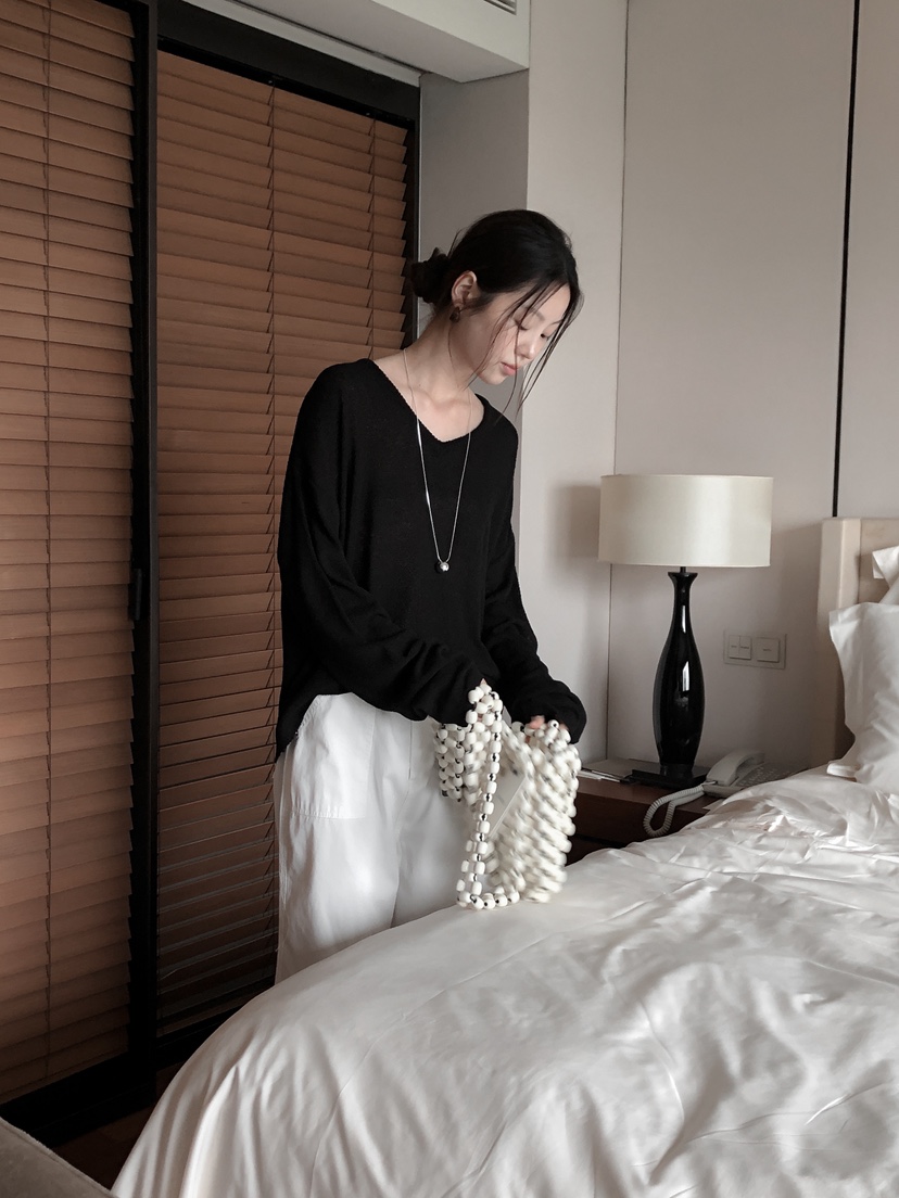 LE BUTTER韓國代購女士新品休閑25春夏熱賣職業時尚針織衫V領LE BUTTER針織衫