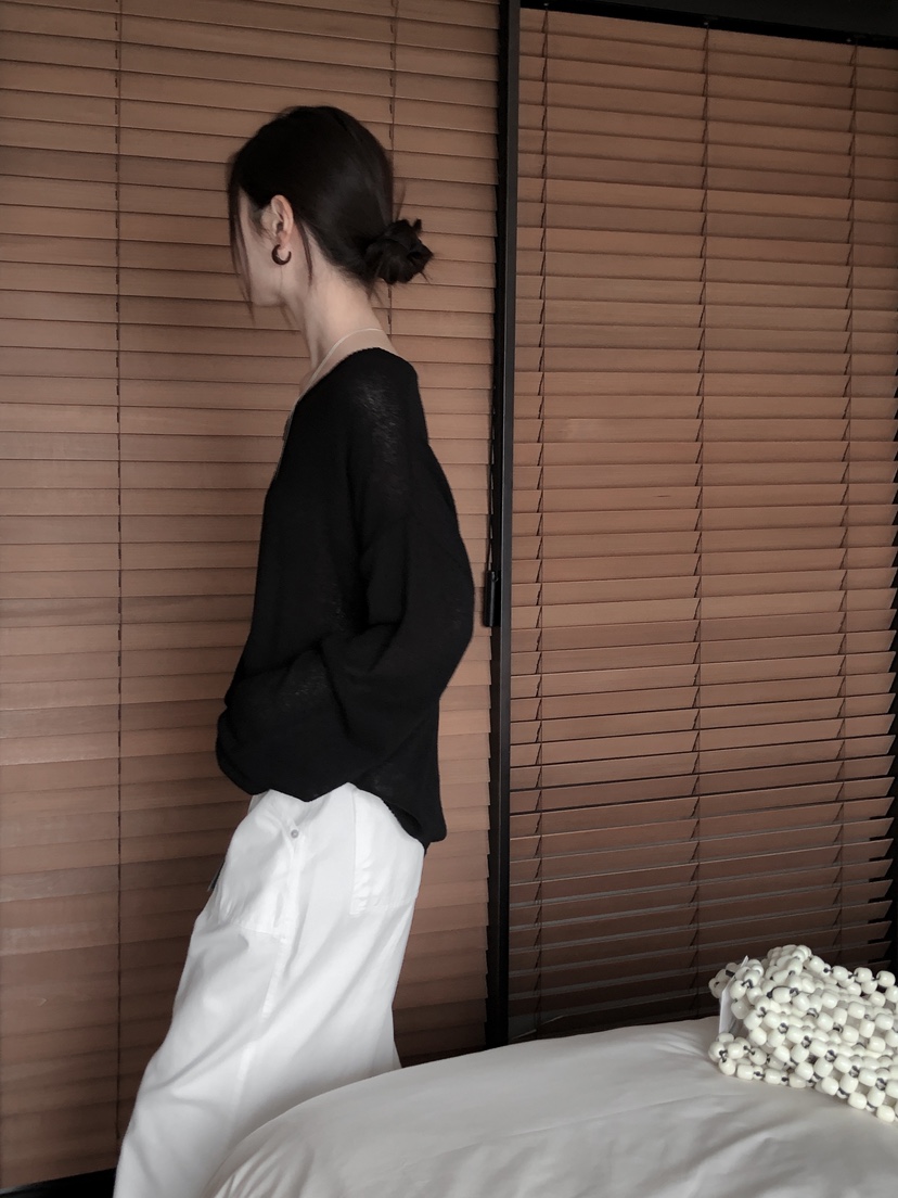LE BUTTER韓國代購女士新品休閑25春夏熱賣職業時尚針織衫V領LE BUTTER針織衫