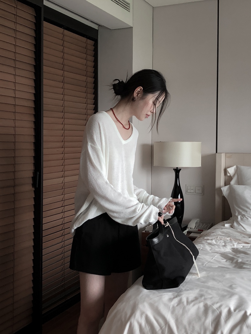 LE BUTTER韓國代購女士新品休閑25春夏熱賣職業時尚針織衫V領LE BUTTER針織衫