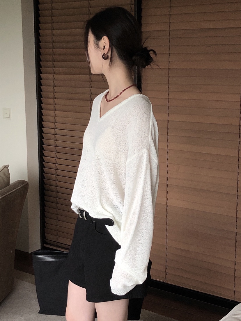 LE BUTTER韓國代購女士新品休閑25春夏熱賣職業時尚針織衫V領LE BUTTER針織衫