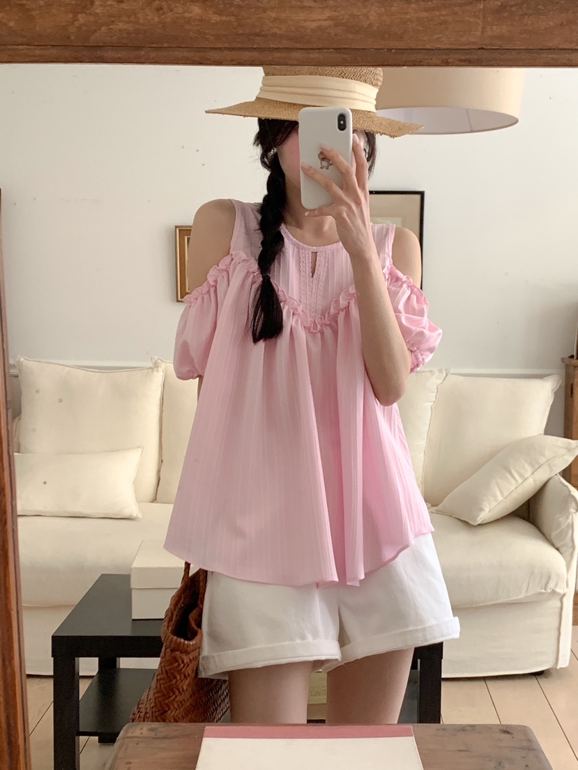 RE:FRESH-L東大門實拍女士新款推薦25春夏人氣真品襯衫蕾絲衫RE:FRESH襯衫/蕾絲衫圖色3