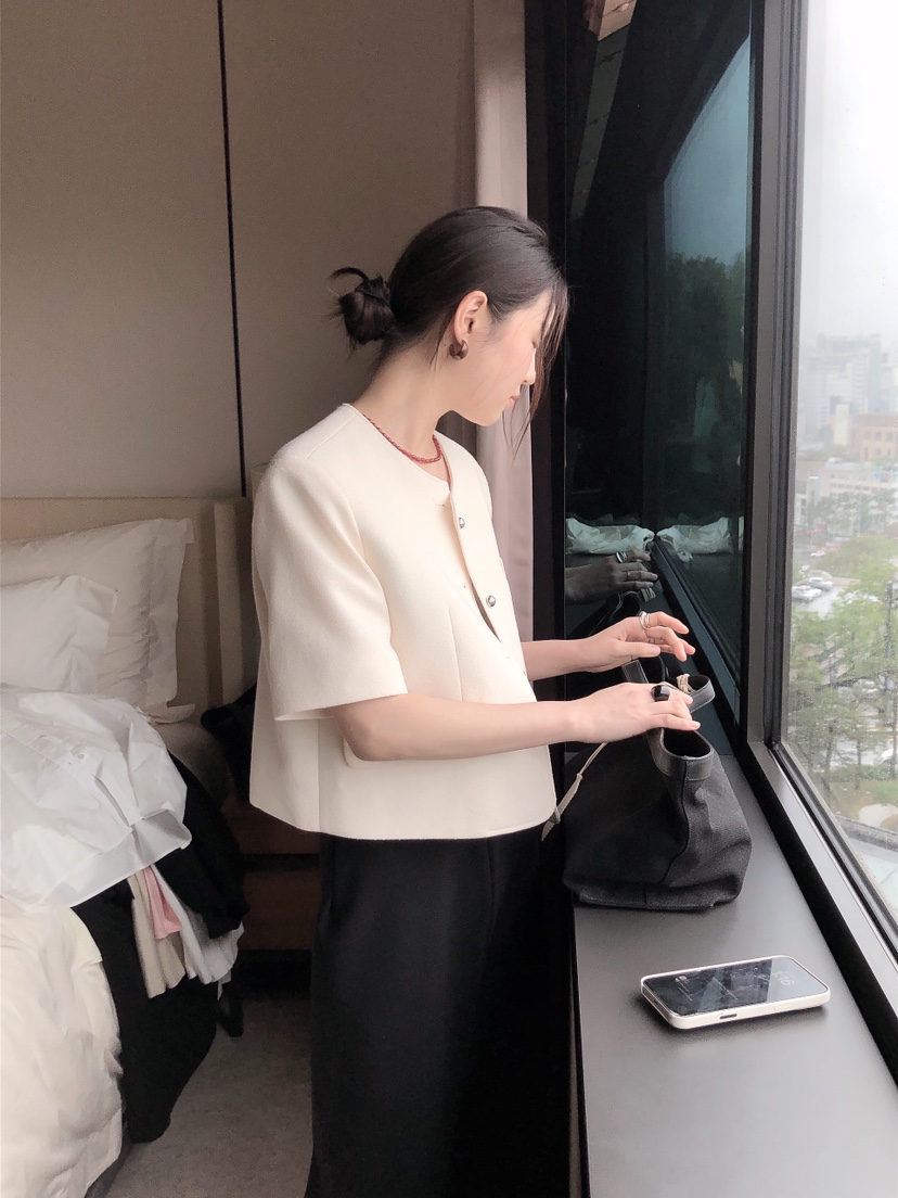 LE BUTTER韓國代購女士新款職業時尚25春夏熱賣夾克粗花呢LE BUTTER夾克