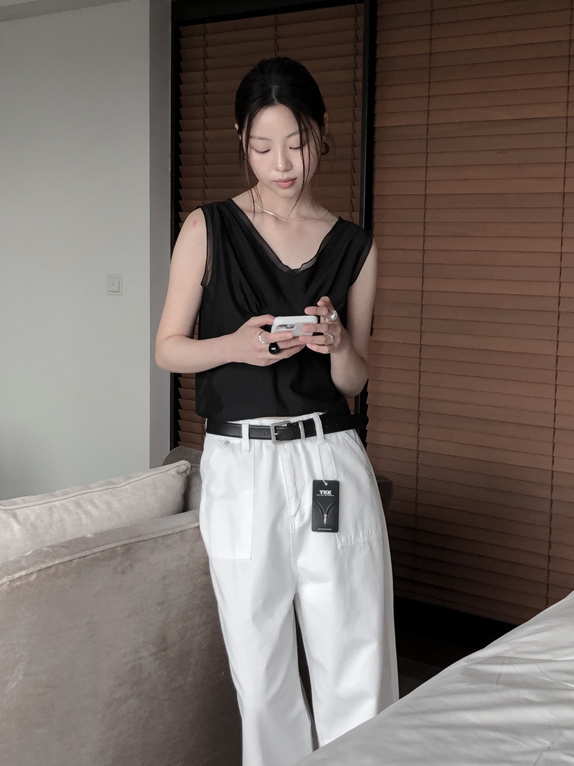 LE BUTTER韓國代購女裝新品時尚推薦25春夏吊帶背心歐根紗LE BUTTER吊帶/背心