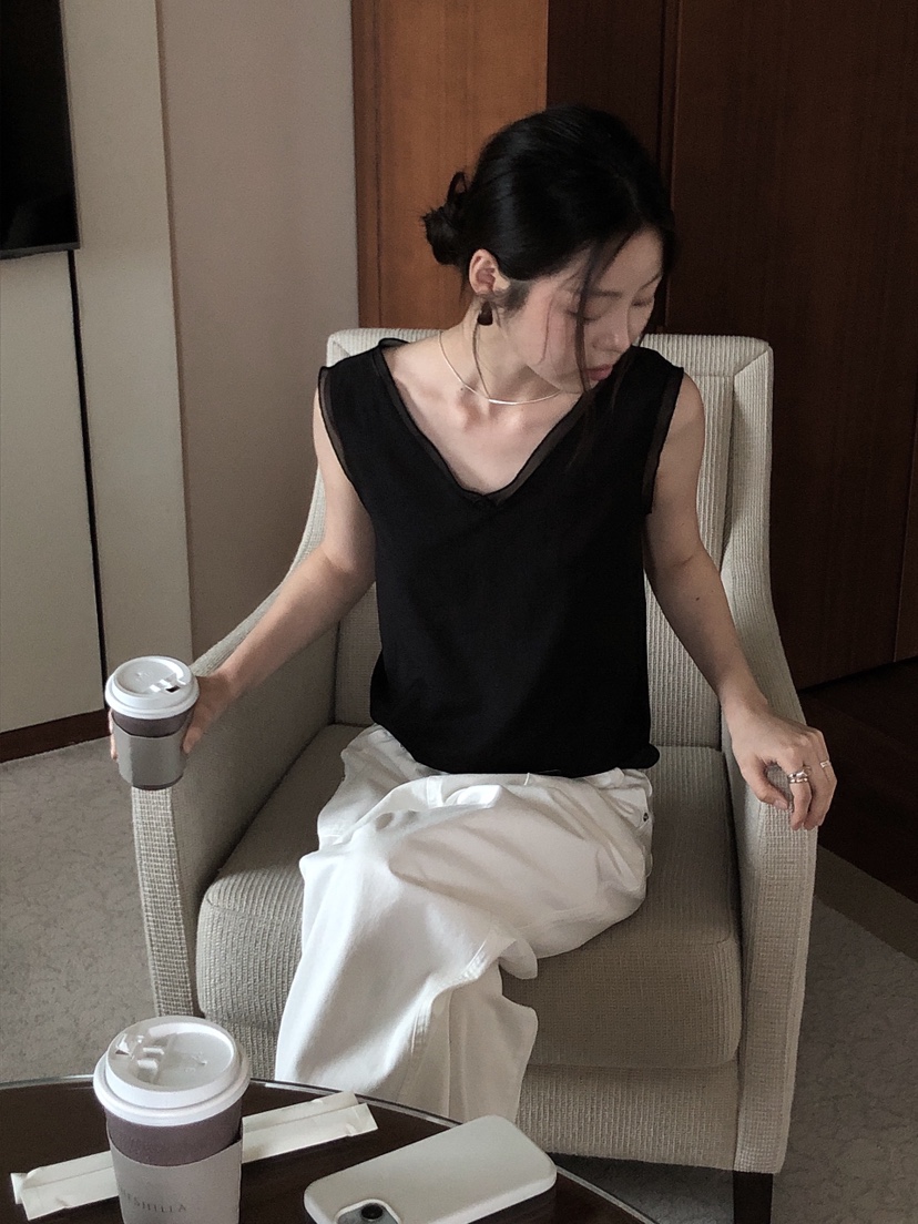 LE BUTTER韓國代購女裝新品時尚推薦25春夏吊帶背心歐根紗LE BUTTER吊帶/背心圖色2