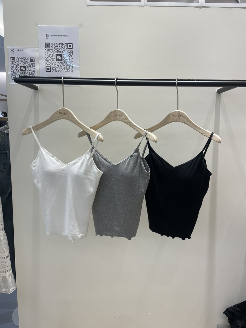 NEOUL韓國直郵女裝新品熱賣推薦25春夏真品休閑時尚吊帶背心NEOUL/ahin雙領標簽吊帶/背心