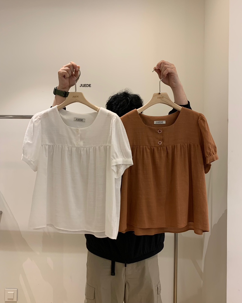 JUEDE(此品牌容易投訴)韓國直郵女裝新品25春夏襯衫蕾絲衫JUEDE襯衫/蕾絲衫