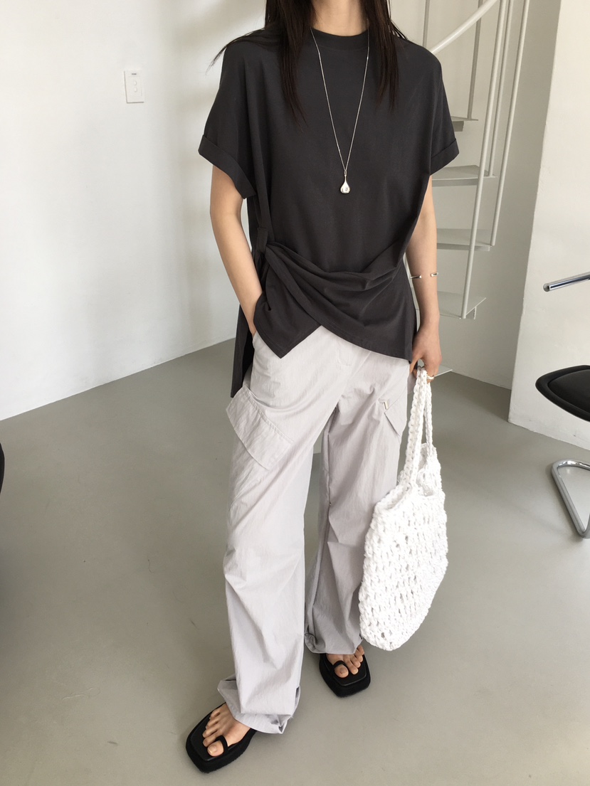 MONDAYMORING東大門實拍女士新品25春夏熱賣推薦休閑T恤腰帶MONDAYMORINGT恤