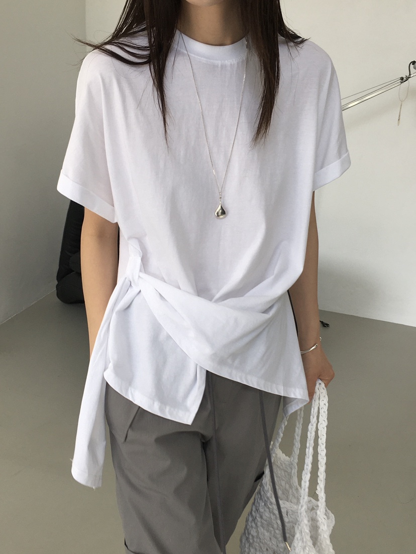 MONDAYMORING東大門實拍女士新品25春夏熱賣推薦休閑T恤腰帶MONDAYMORINGT恤
