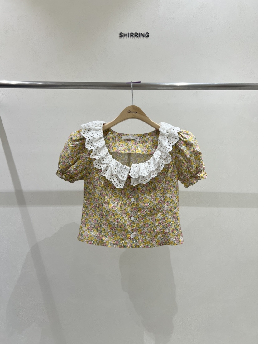SHIRRING東大門代購女裝新品人氣25春夏熱賣時尚襯衫蕾絲衫SHIRRING襯衫/蕾絲衫圖色2
