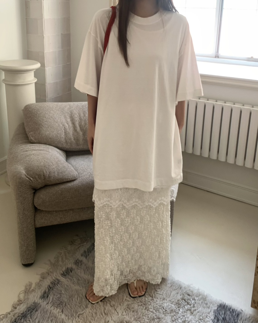 PEBBLE韓國直郵㊣東大門實拍女裝新款時尚休閑長裙鉤針編織PEBBLE/LAYER長裙