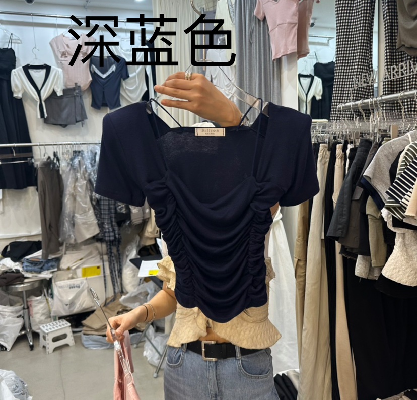 BILLION-L直郵韓國代購㊣女裝新款時尚熱賣休閑人氣T恤褶皺BILLION-LT恤圖色4