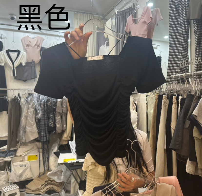 BILLION-L直郵韓國代購㊣女裝新款時尚熱賣休閑人氣T恤褶皺BILLION-LT恤圖色5