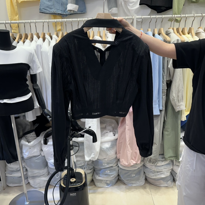 Q C直郵韓國代購㊣女裝新品人氣25春夏休閑時尚襯衫蕾絲衫Republlc of qc襯衫/蕾絲衫