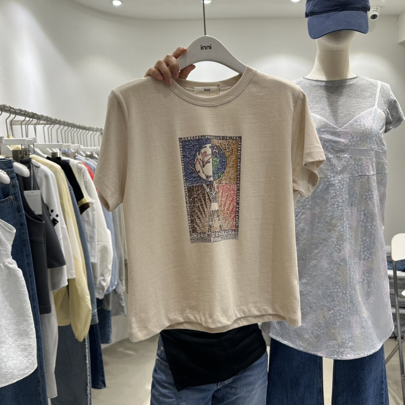 INNI韓國㊣直郵東大門代購女裝新品休閑25春夏時尚人氣熱賣T恤inniT恤