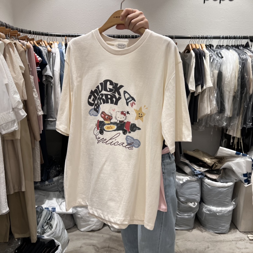 ALMOND PEPE直郵韓國代購㊣女裝新款休閑人氣25春夏推薦T恤ALMOND PEPET恤圖色1