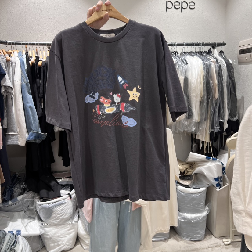 ALMOND PEPE直郵韓國代購㊣女裝新款休閑人氣25春夏推薦T恤ALMOND PEPET恤圖色2