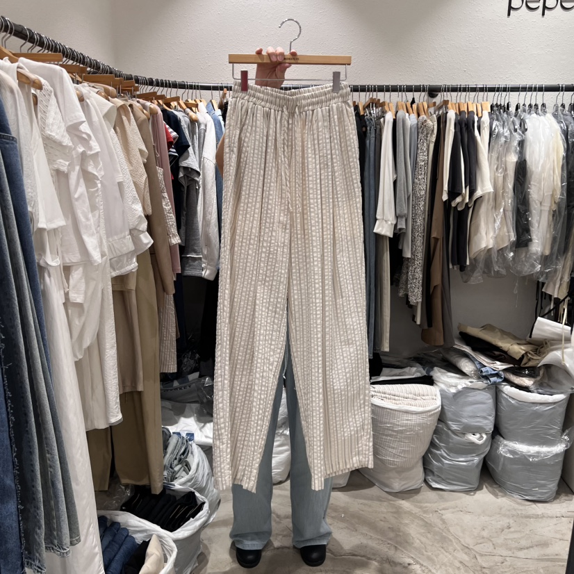 ALMOND PEPE直郵韓國代購㊣女裝新款人氣25春夏休閑褲綁帶ALMOND PEPE休閑褲圖色1