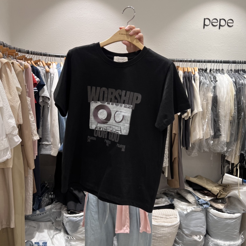 ALMOND PEPE直郵韓國代購㊣女裝新品休閑時尚25春夏推薦T恤ALMOND PEPET恤圖色2