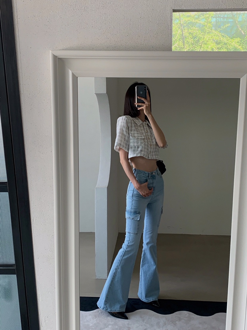 VERANDA韓國代購女士新款真品25春夏推薦熱賣職業牛仔褲工裝VERANDA牛仔褲