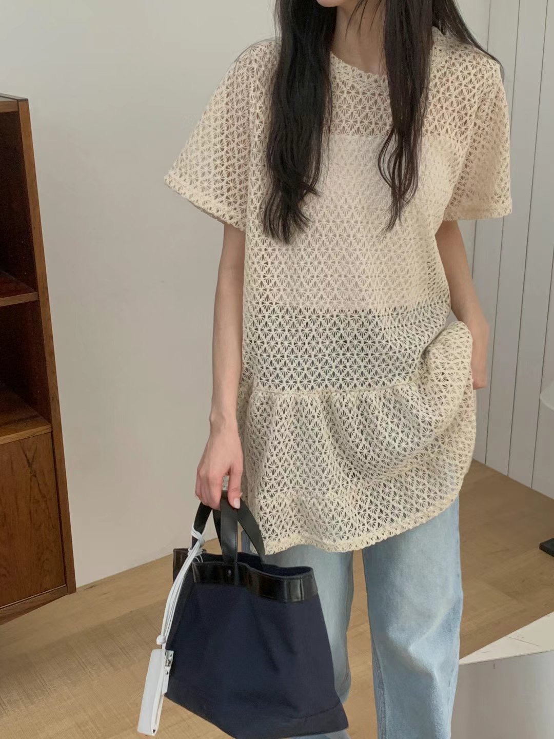 FOLLOW B東大門實拍女士新品推薦職業25春夏連衣裙鉤針編織FOLLOW B連衣裙