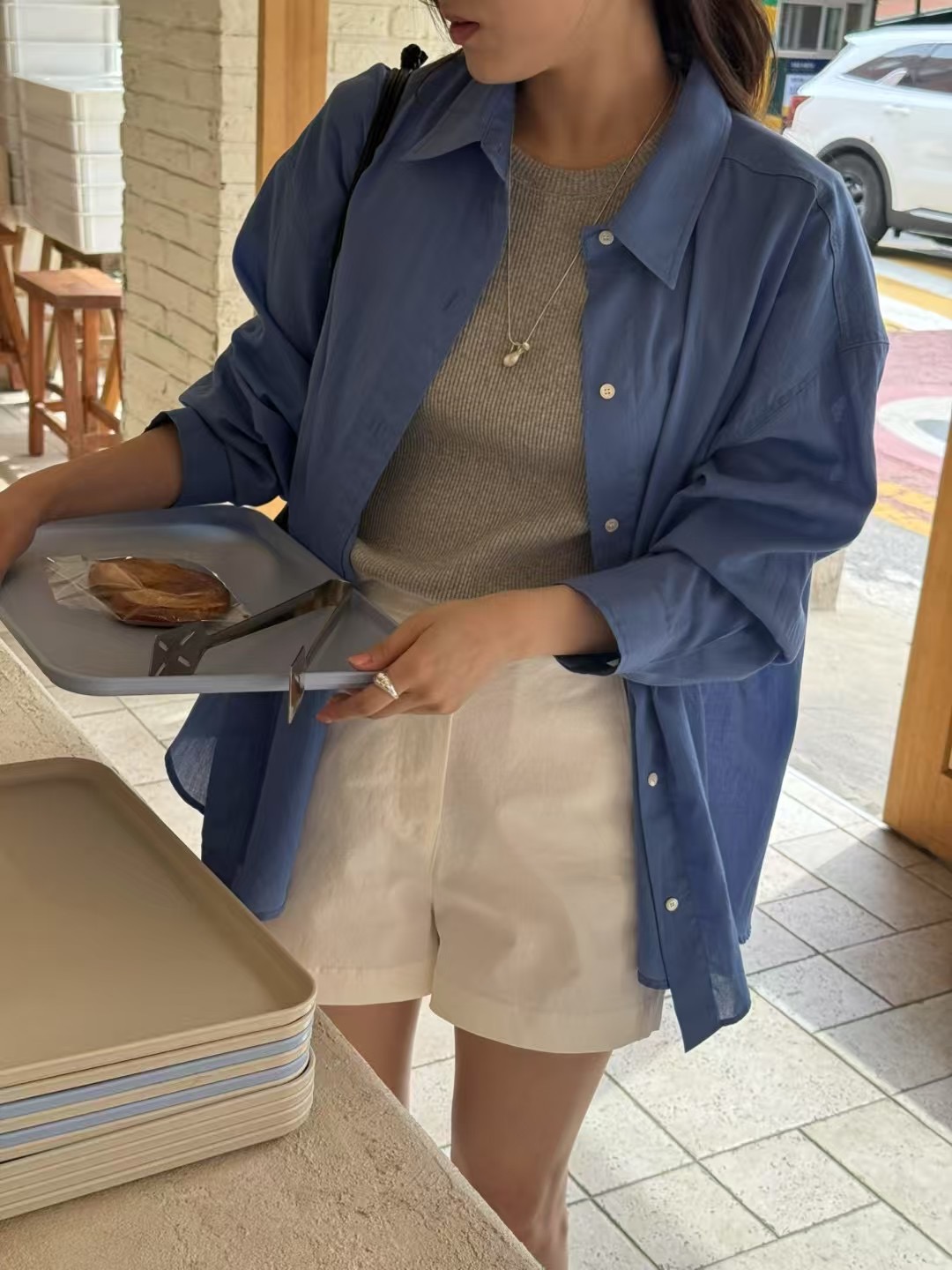 AMYGRACE東大門直郵女裝新款25春夏推薦人氣職業襯衫蕾絲衫AMYGRACE襯衫/蕾絲衫圖色2