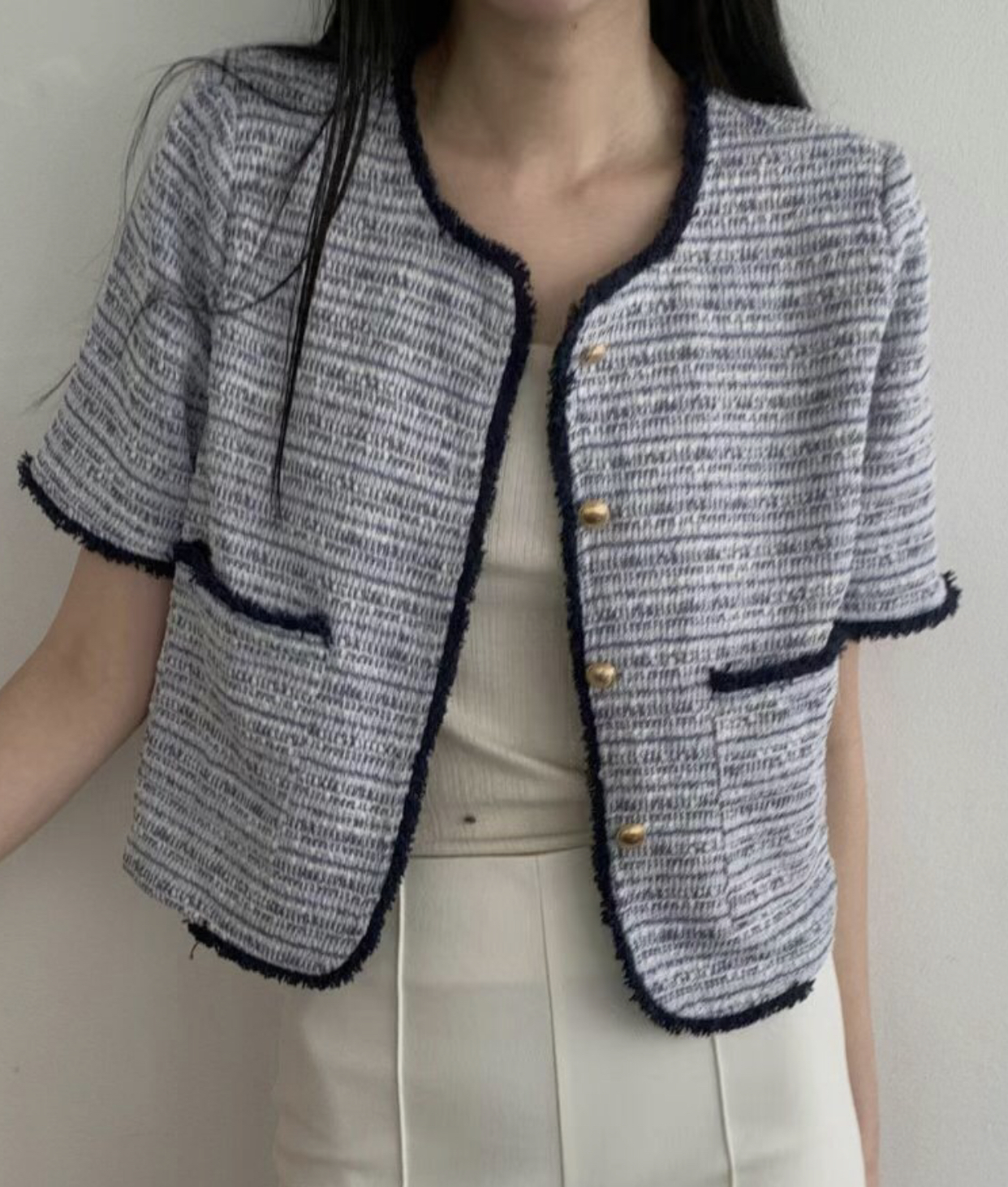 FOLLOW B東大門實拍女士新款休閑推薦真品25春夏人氣夾克花呢FOLLOW B夾克