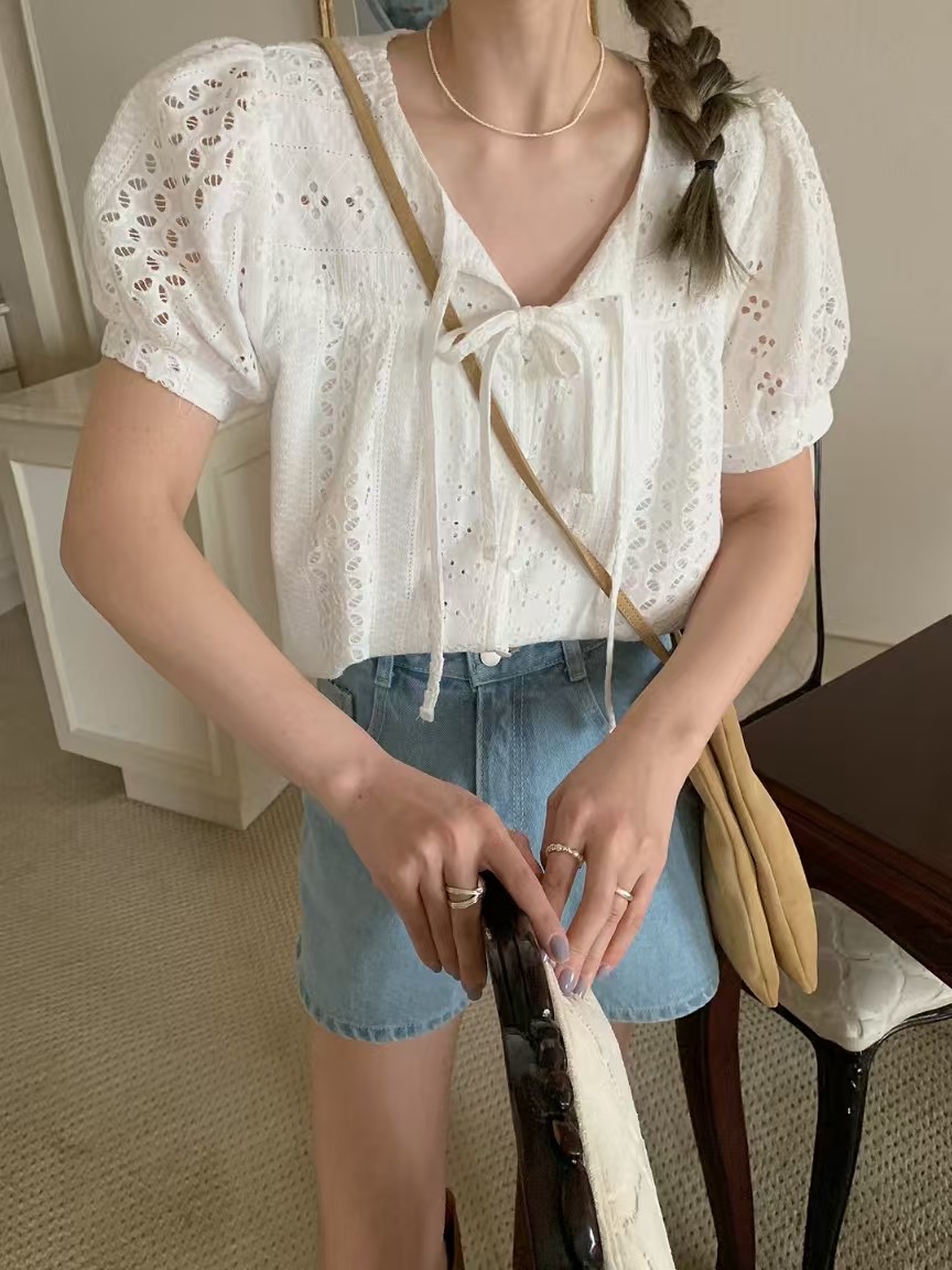 MELLOUNGE-멜라운지-T東大門代購女裝新品職業襯衫蕾絲衫MELLOUNGE-T襯衫/蕾絲衫
