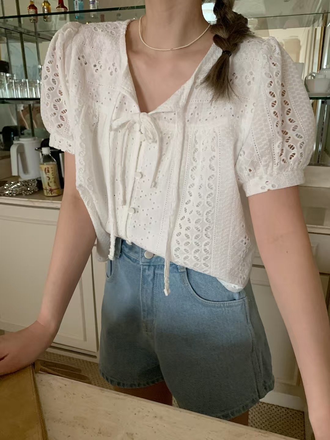 MELLOUNGE-멜라운지-T東大門代購女裝新品職業襯衫蕾絲衫MELLOUNGE-T襯衫/蕾絲衫