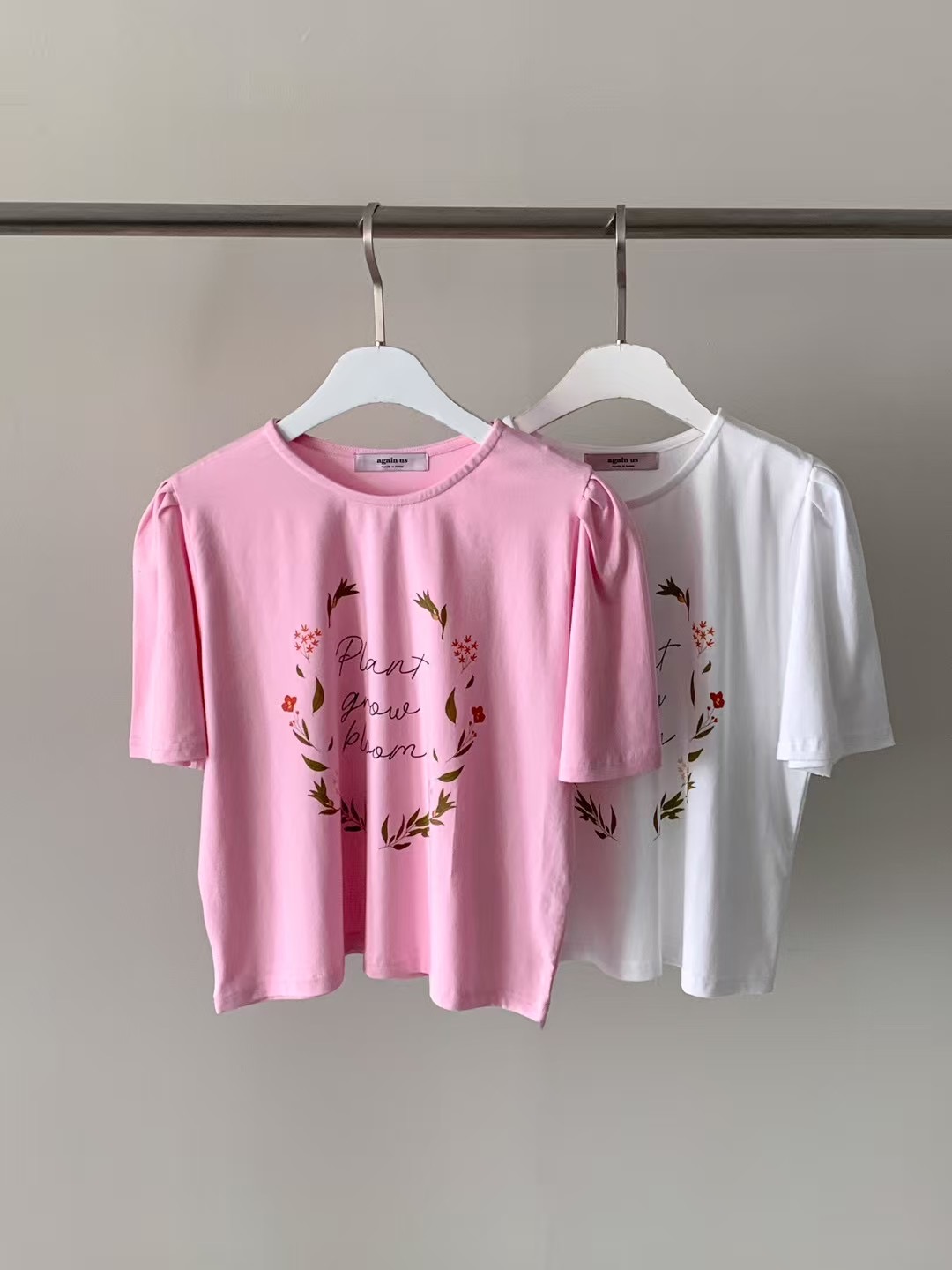 AGAIN US東大門實拍女裝新品職業真品時尚25春夏熱賣休閑T恤AGAIN UST恤圖色2左二色