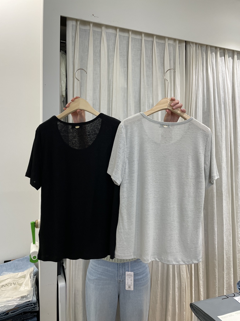 MOVENNE韓國代購女士新款真品職業推薦休閑熱賣25春夏T恤亞麻布MOVENNET恤
