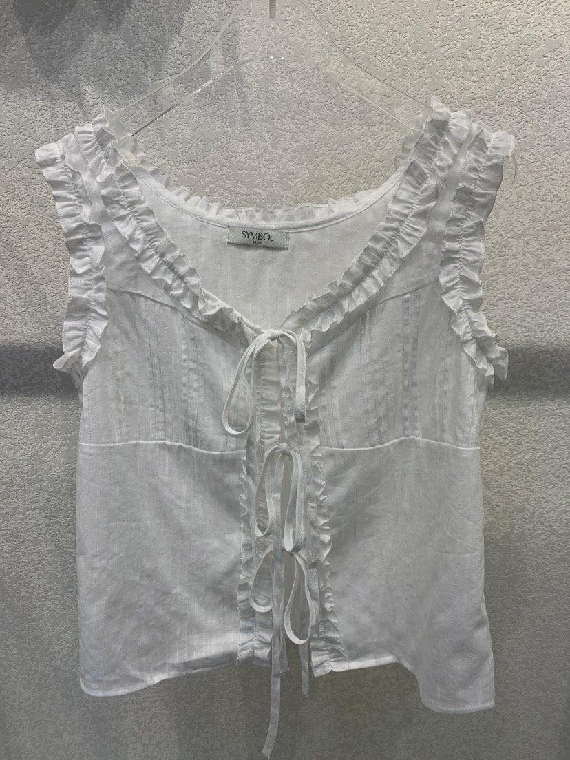 SYMBOL東大門直郵女士新品熱賣25春夏時尚職業吊帶背心荷葉邊SYMBOL吊帶/背心