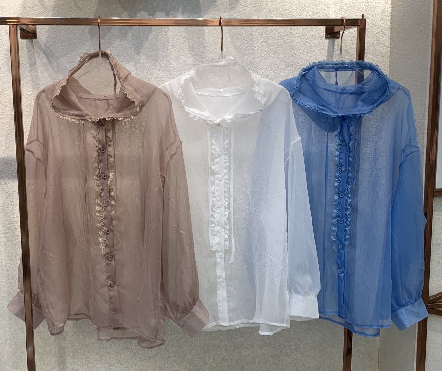 SYMBOL韓國直郵女士新品25春夏休閑人氣襯衫蕾絲衫透明連帽SYMBOL襯衫/蕾絲衫