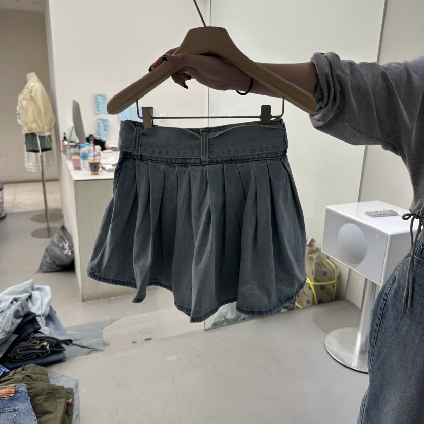 VAULT東大門代購女裝新款時尚休閑人氣職業熱賣短裙含腰帶百褶VAULT短裙